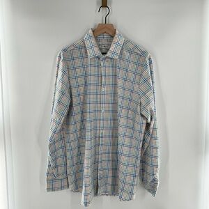 Mizzen+Main Trim Fit Checkered Plaid Button Down Dress Shirt Size XL